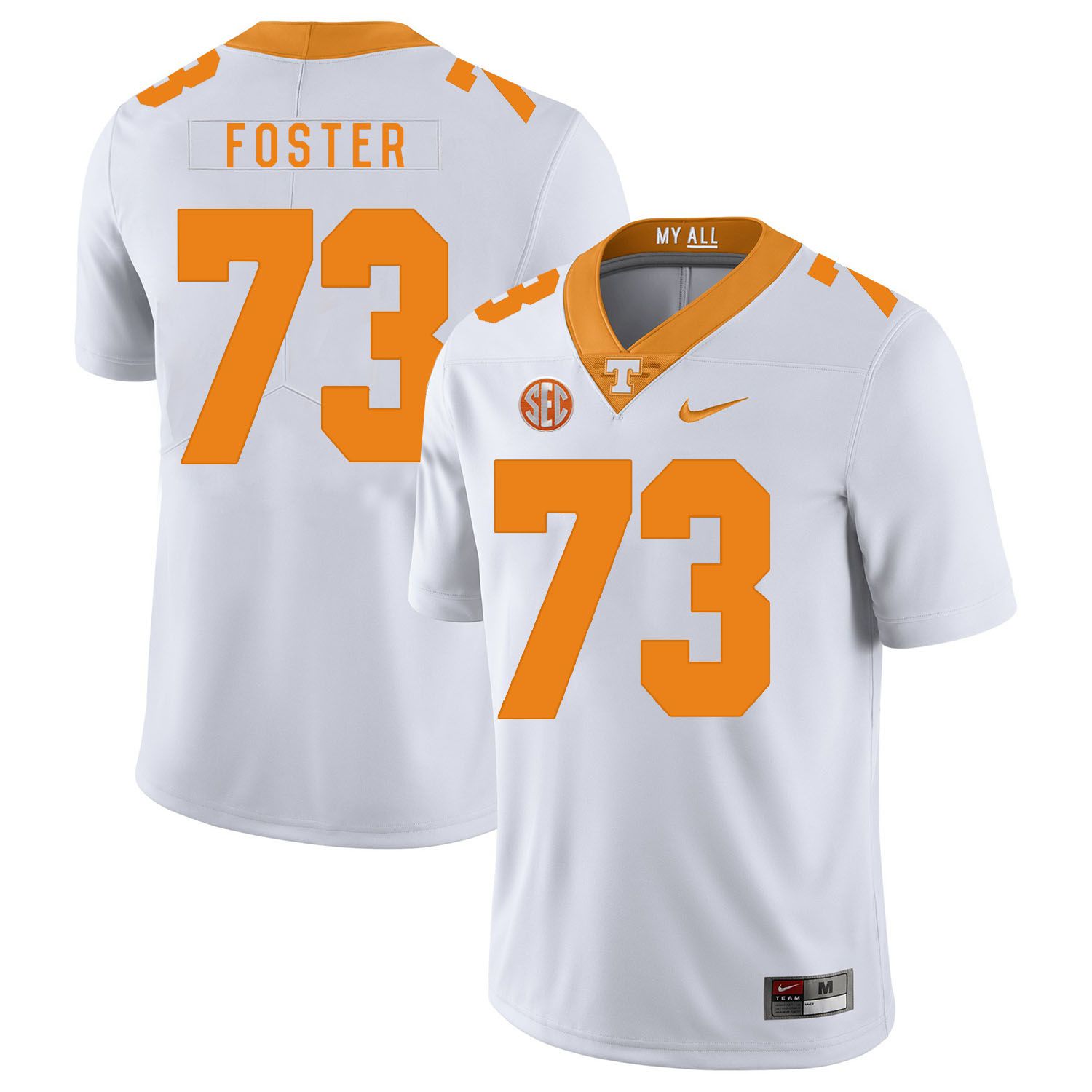 Men Tennessee Volunteers #73 Foster White Customized NCAA Jerseys->customized ncaa jersey->Custom Jersey